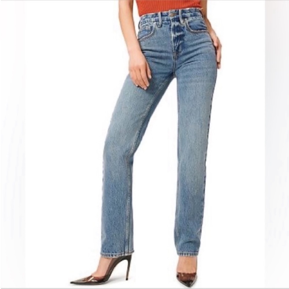 Good America Denim Jeans 90s ICON High Rise Straight Distressed Sold Out…